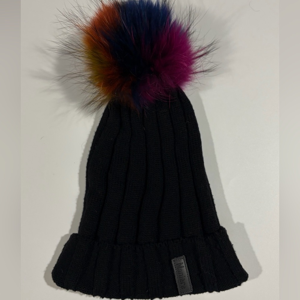 Maniere Beanie with Multicolor Pom-Pom
